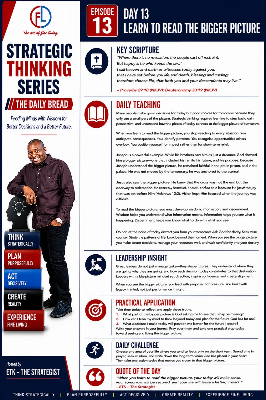Original uploaded Facebook graphic for Episode 13: Learn to Read the Bigger Picture